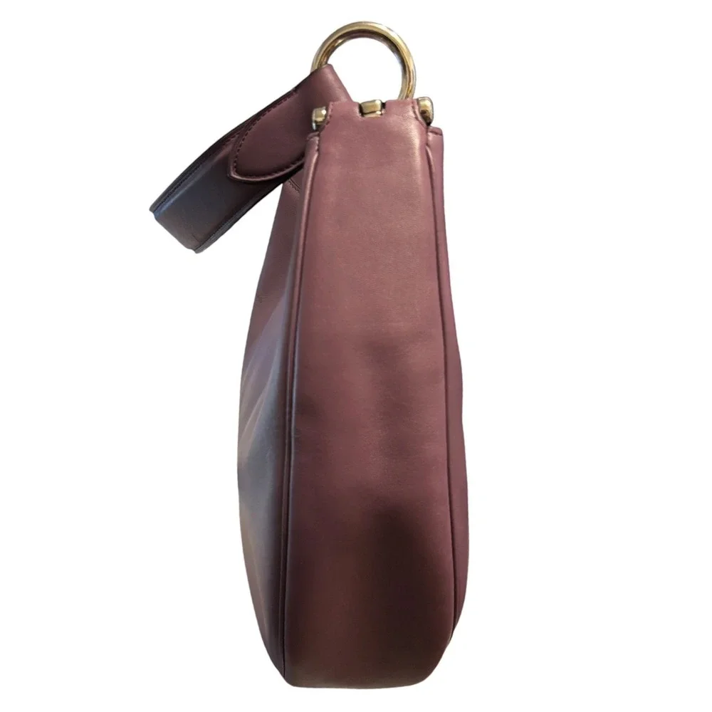 Coach Nomad Hobo Eggplant Glovetanned Leather Gold Hardware Minimalist OS NEW